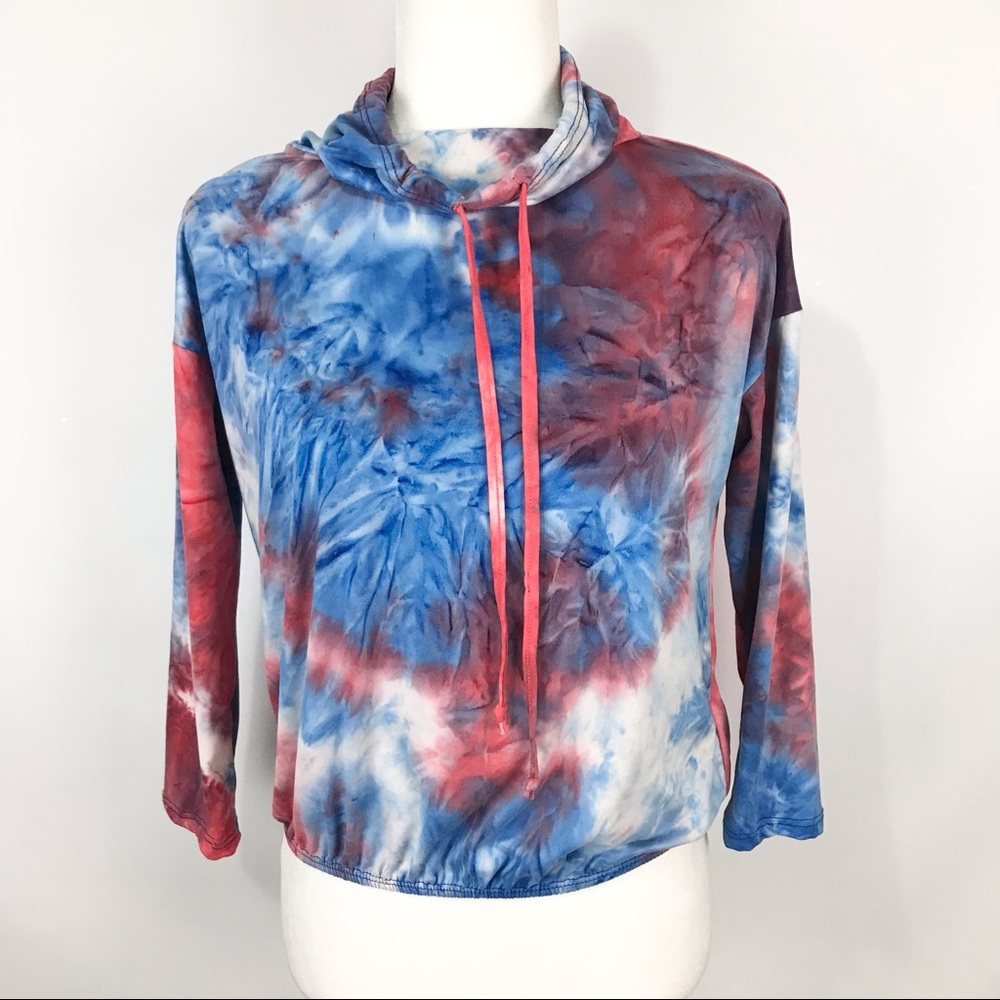 NWOT Discreet Tie Dye Cowl Neck Top